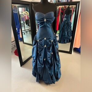 Cinderella Blue Prom Dress with Silver Accents